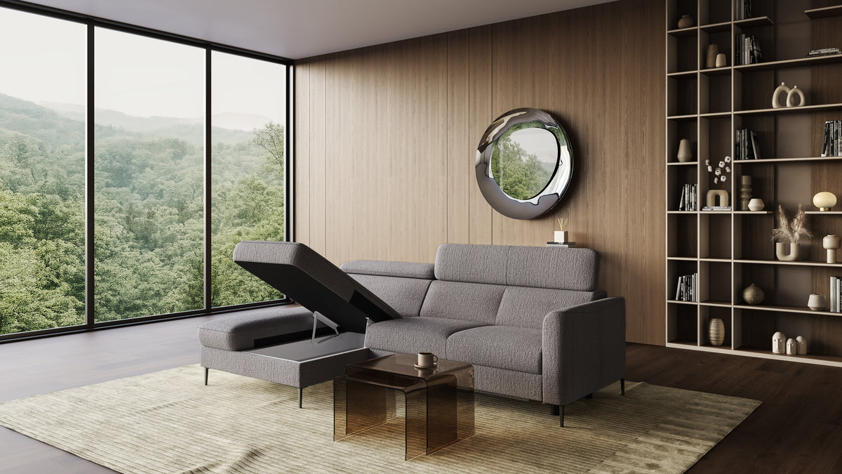 Zeme Chaise 2 Seater Sofa Bed with Storage