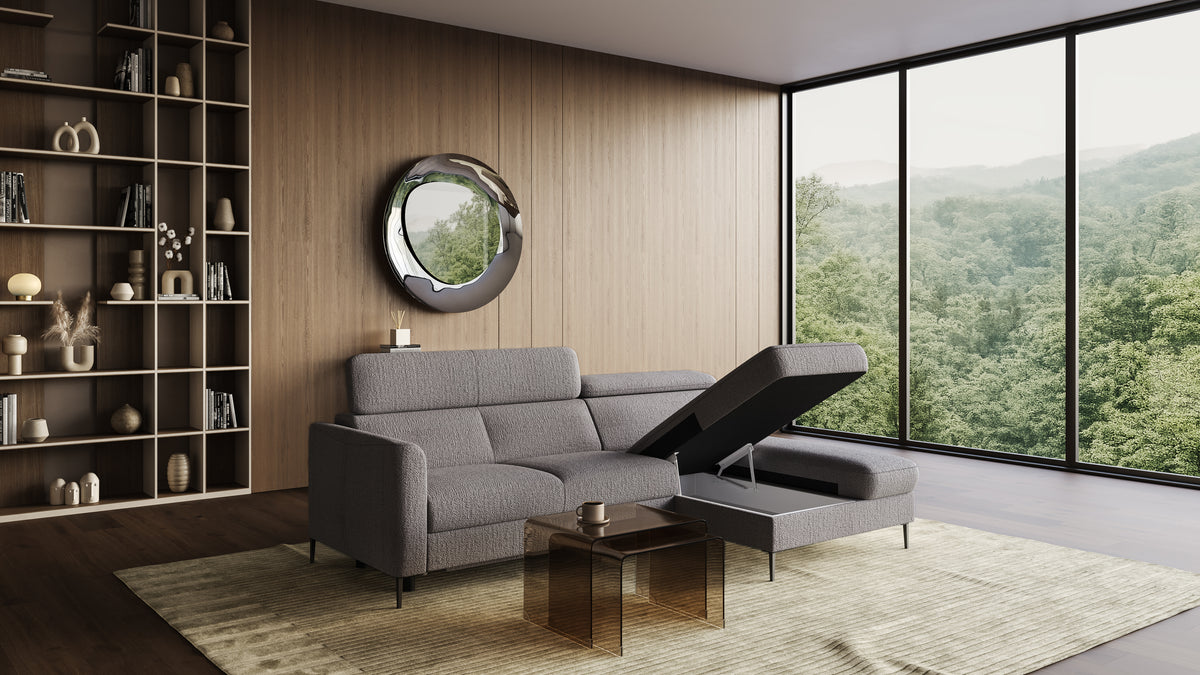 Zeme Chaise 2 Seater Sofa Bed with Storage
