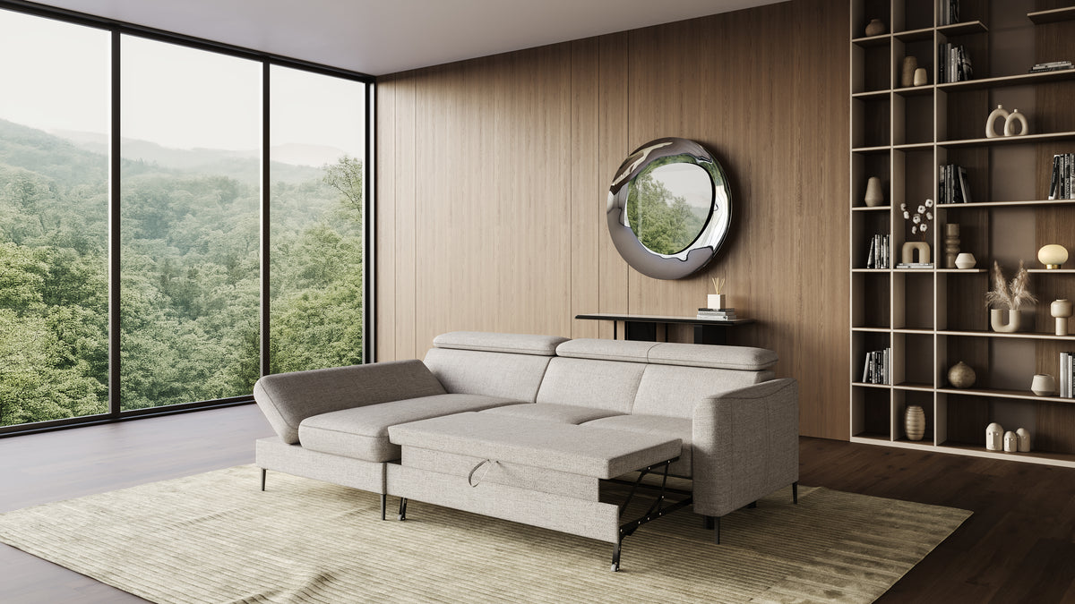 Zeme Chaise 2 Seater Sofa Bed with Storage
