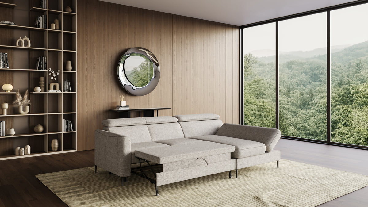 Zeme Chaise 2 Seater Sofa Bed with Storage