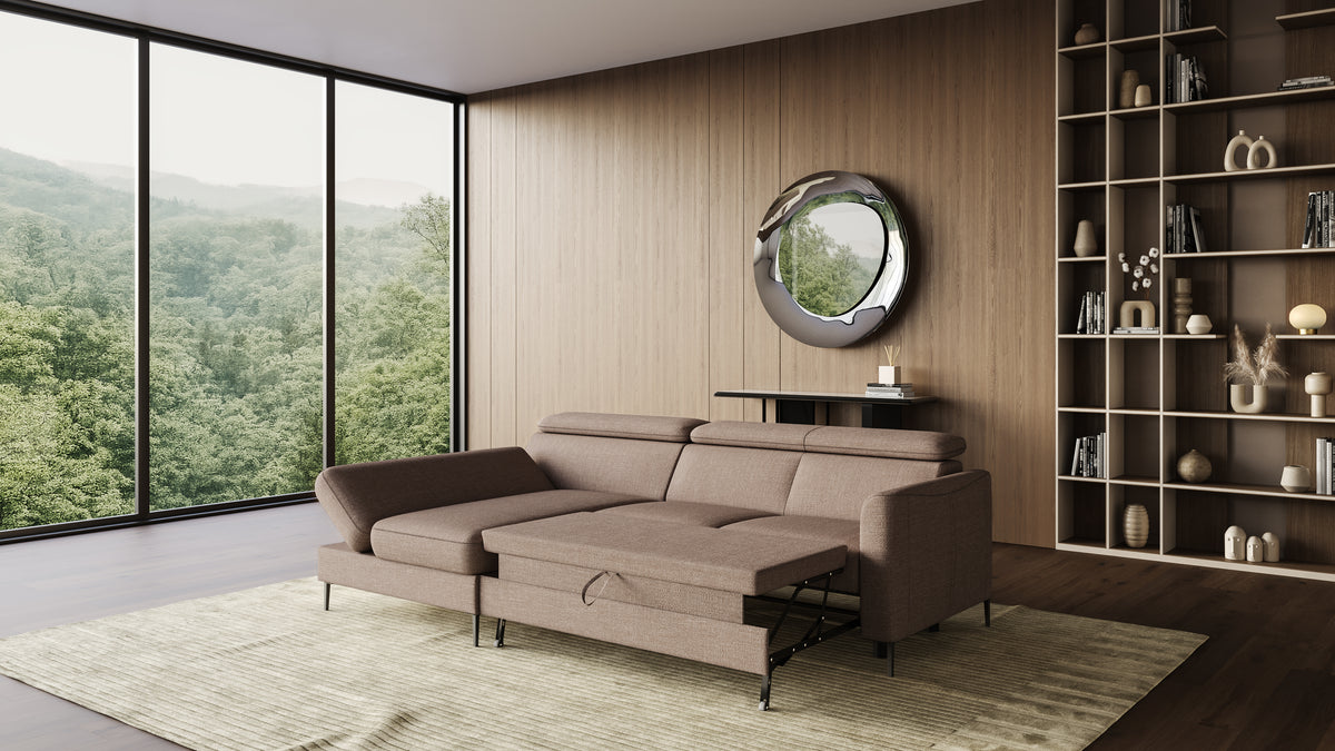 Zeme Chaise 2 Seater Sofa Bed with Storage