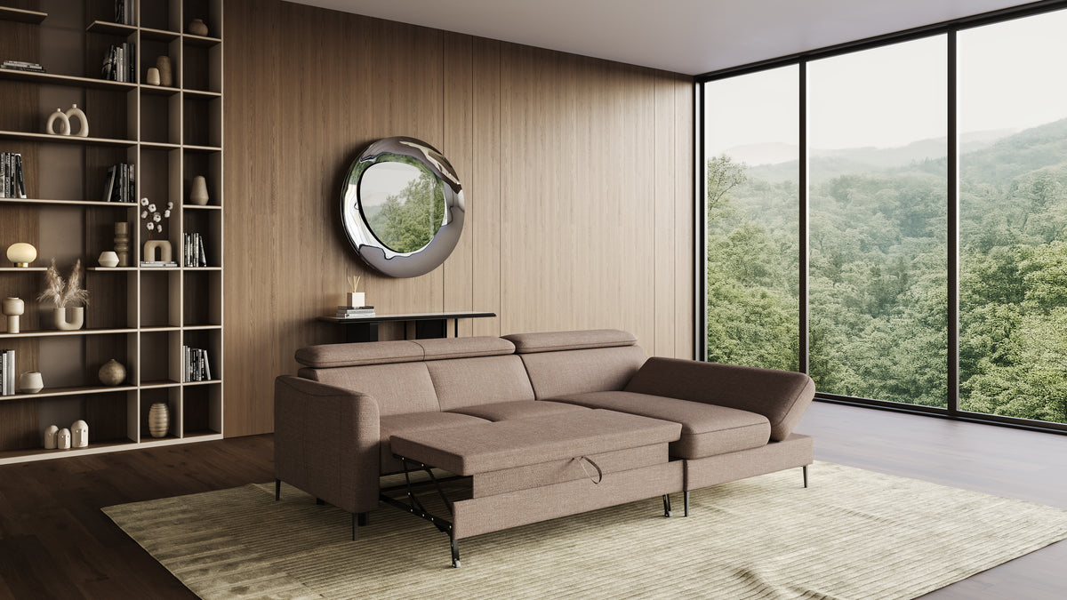Zeme Chaise 2 Seater Sofa Bed with Storage