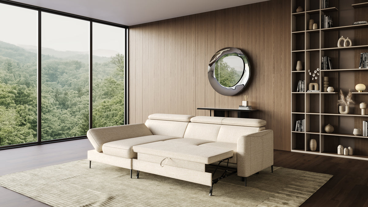 Zeme Chaise 2 Seater Sofa Bed with Storage