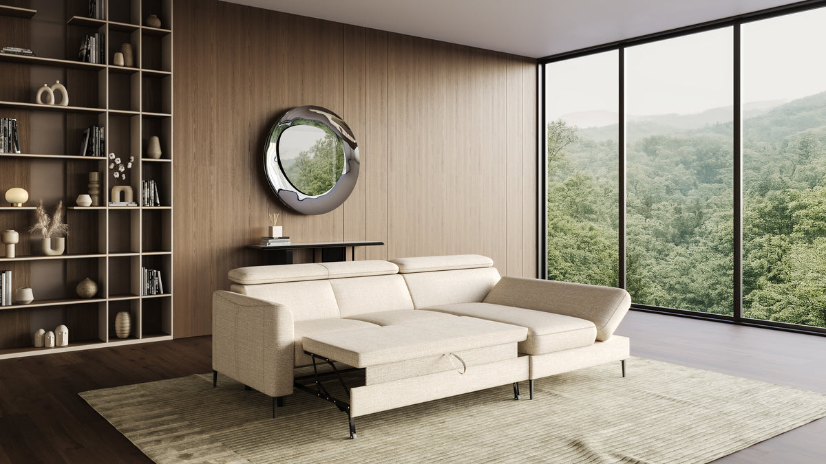 Zeme Chaise 2 Seater Sofa Bed with Storage