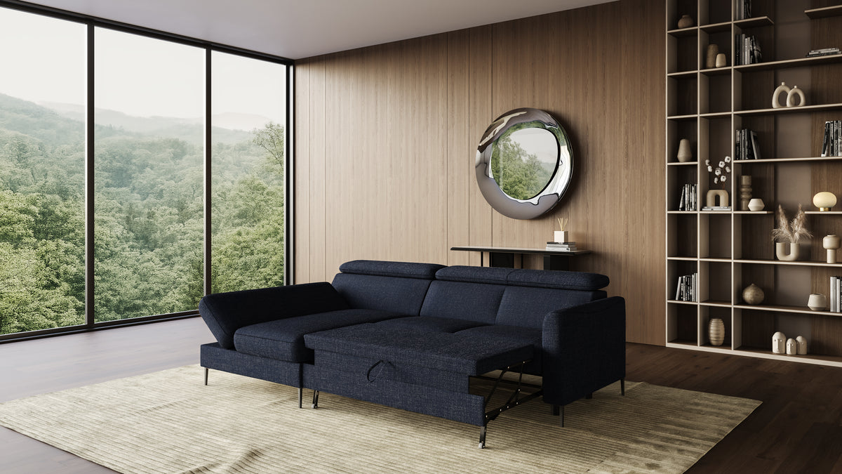 Zeme Chaise 2 Seater Sofa Bed with Storage