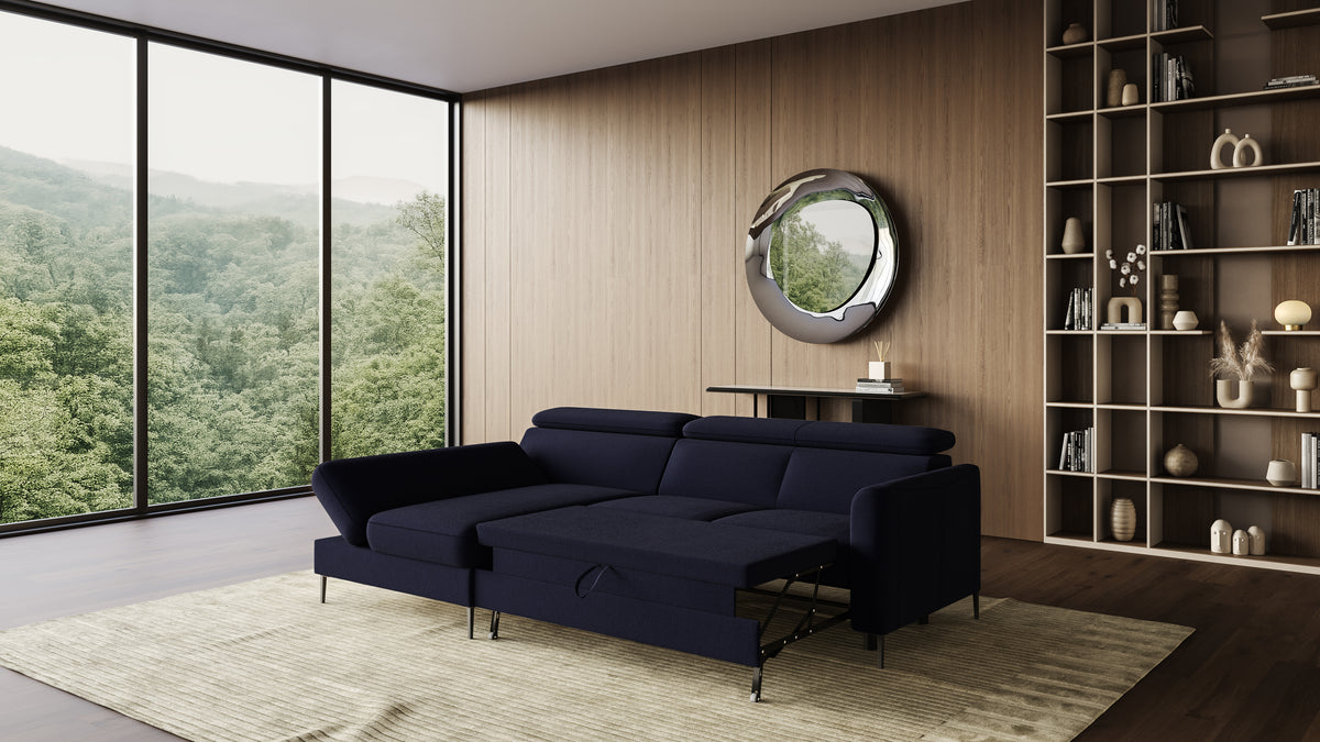 Zeme Chaise 2 Seater Sofa Bed with Storage
