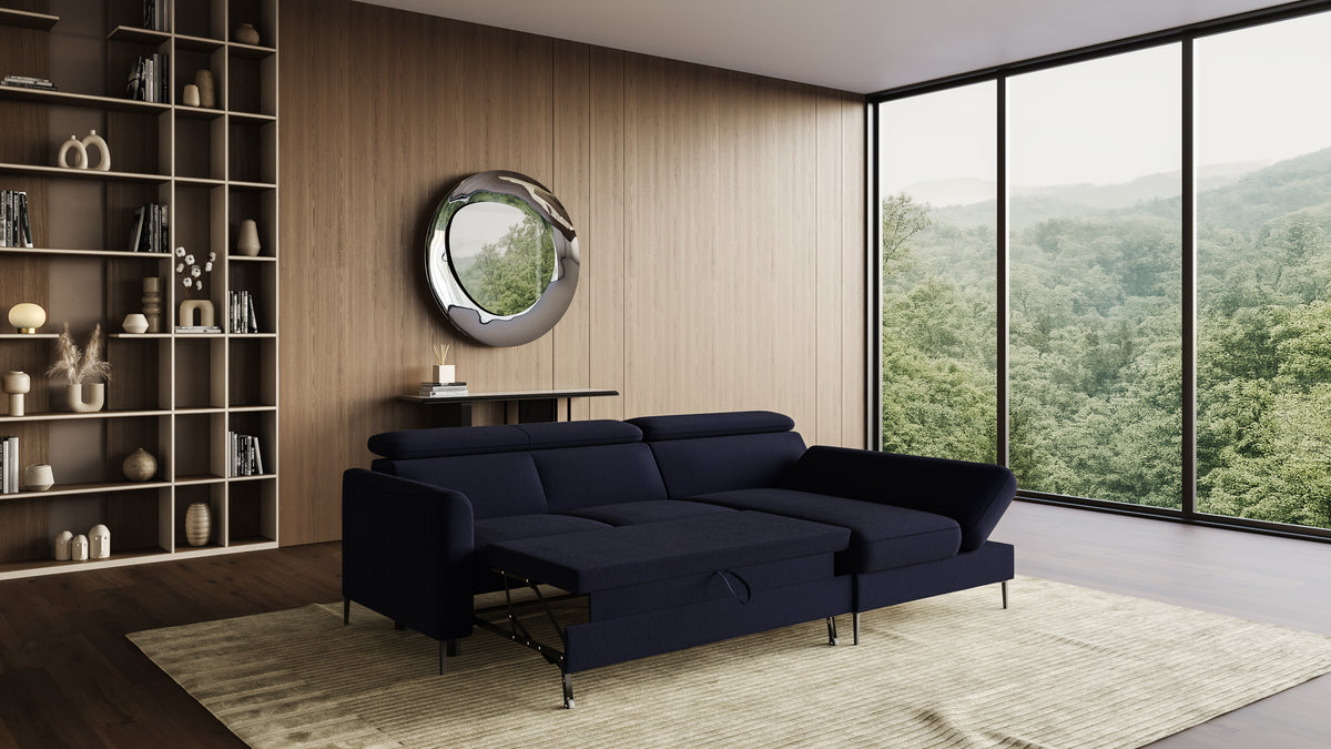 Zeme Chaise 2 Seater Sofa Bed with Storage