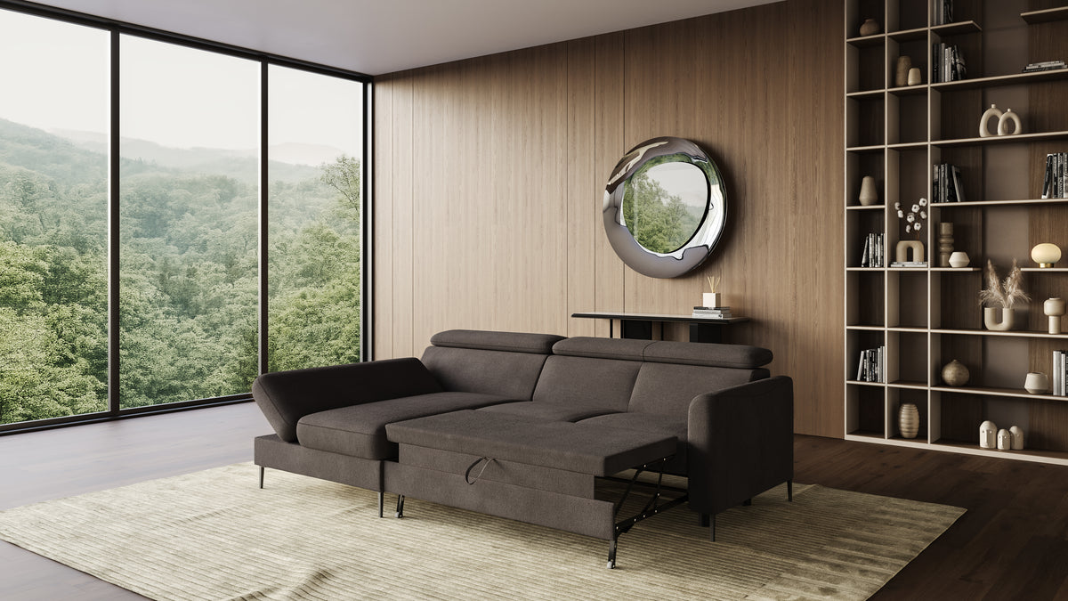 Zeme Chaise 2 Seater Sofa Bed with Storage