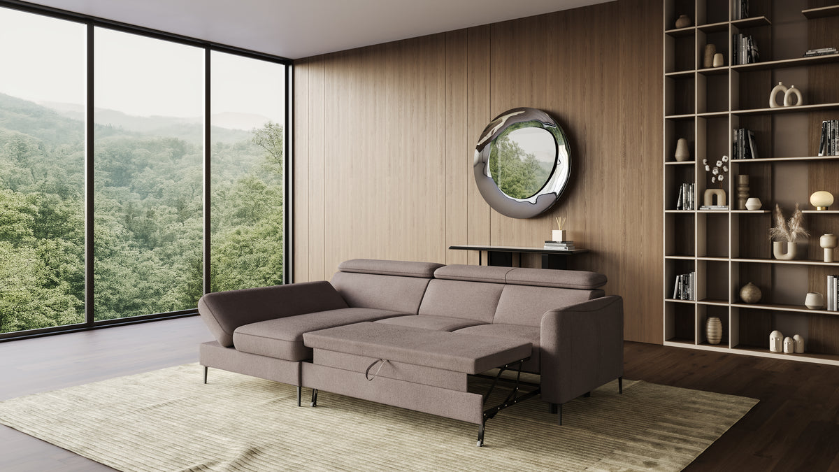 Zeme Chaise 2 Seater Sofa Bed with Storage