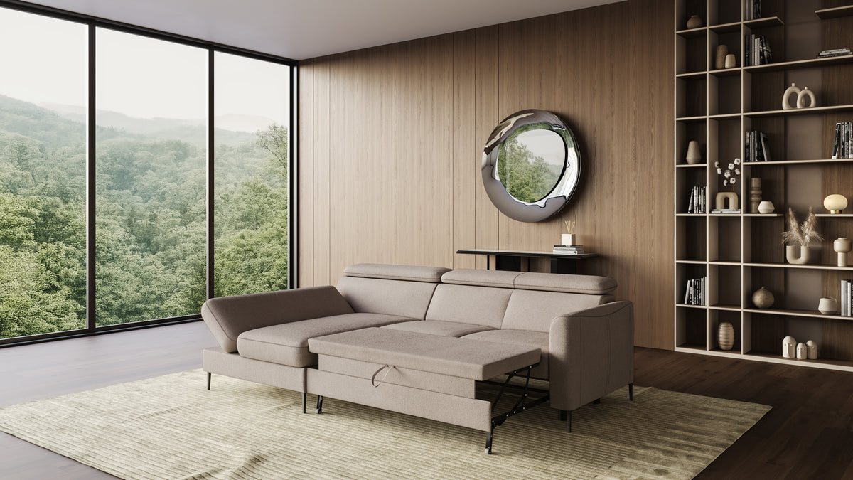 Zeme Chaise 2 Seater Sofa Bed with Storage