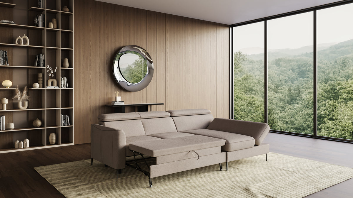 Zeme Chaise 2 Seater Sofa Bed with Storage