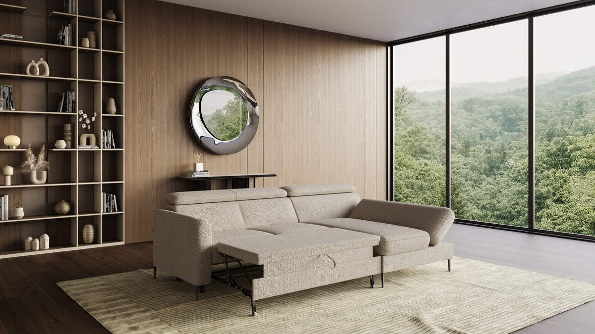 Zeme Chaise 2 Seater Sofa Bed with Storage