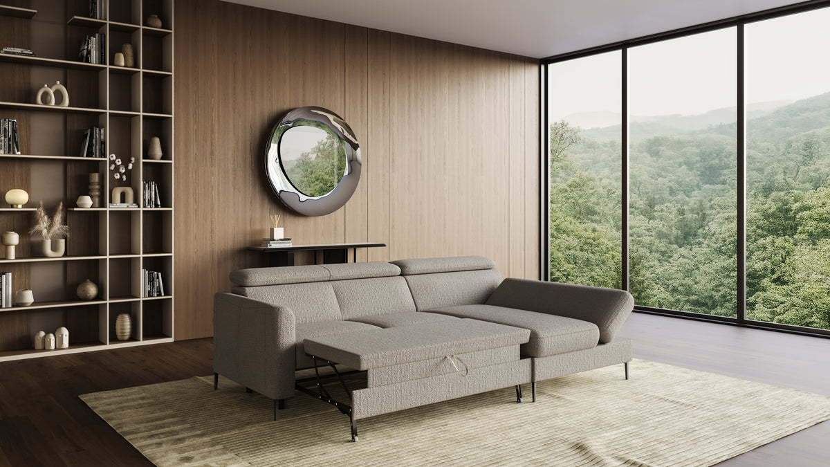 Zeme Chaise 2 Seater Sofa Bed with Storage