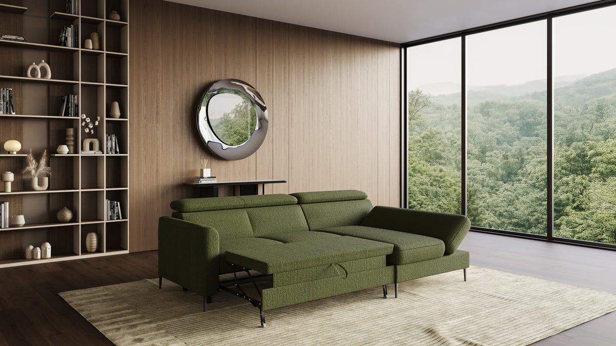 Zeme Chaise 2 Seater Sofa Bed with Storage