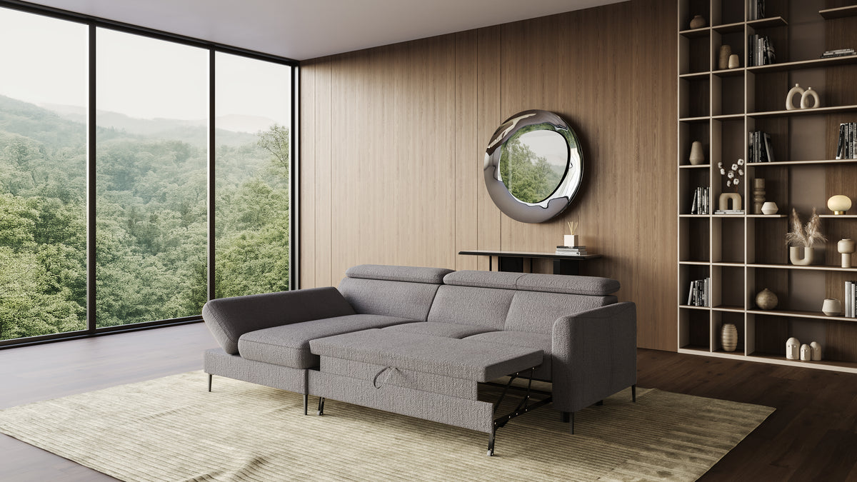 Zeme Chaise 2 Seater Sofa Bed with Storage