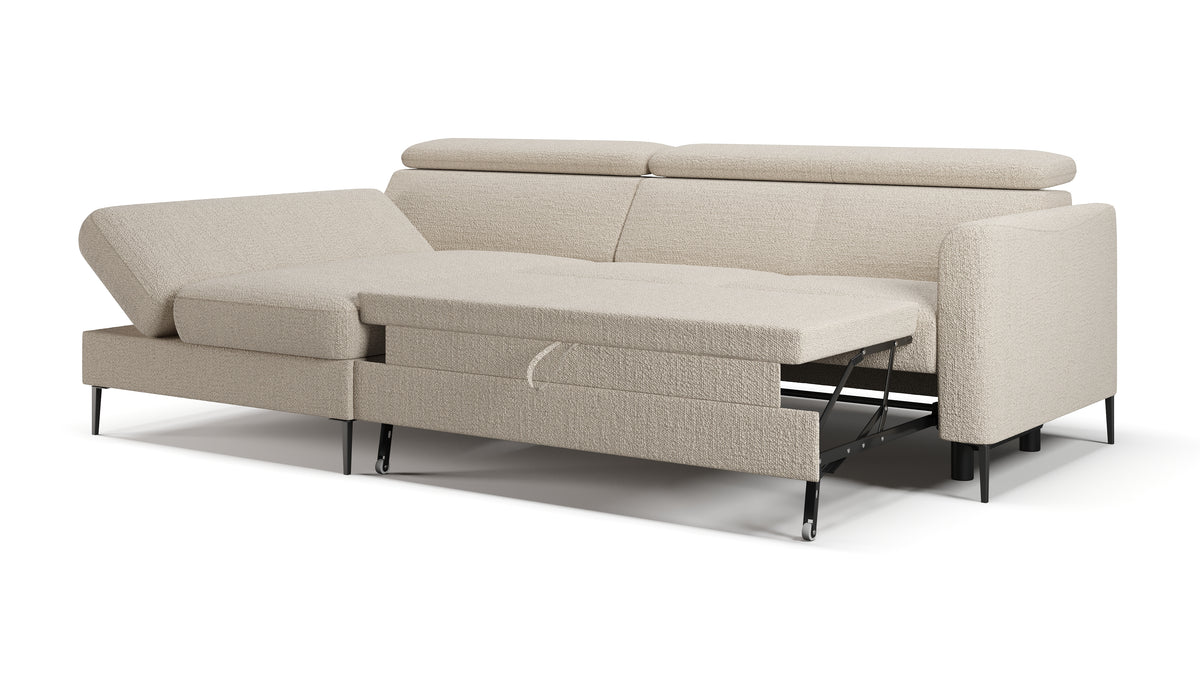 Zeme Chaise 2 Seater Sofa Bed with Storage