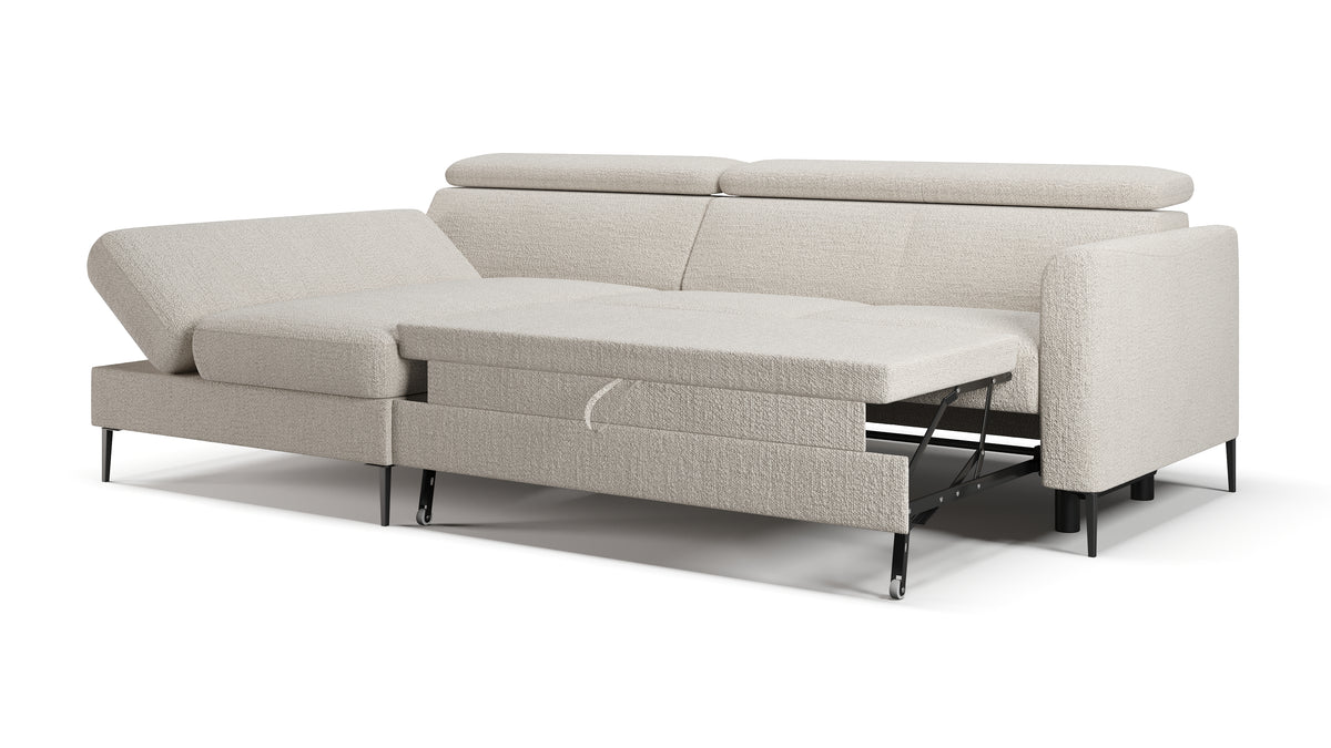Zeme Chaise 2 Seater Sofa Bed with Storage