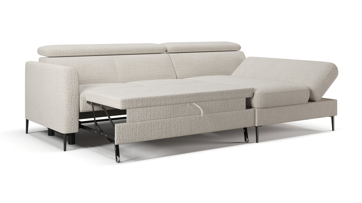 Zeme Chaise 2 Seater Sofa Bed with Storage