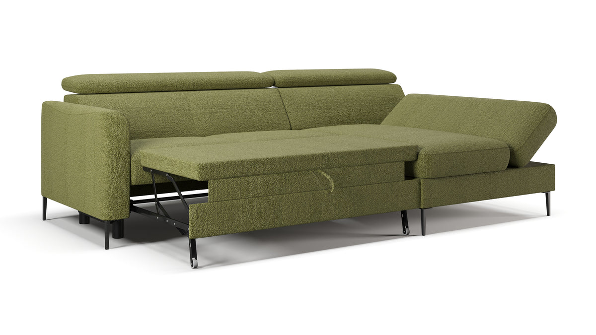 Zeme Chaise 2 Seater Sofa Bed with Storage