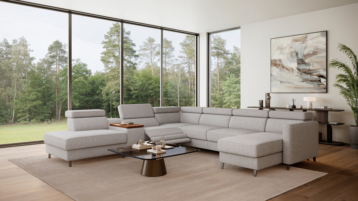 Zuwa Corner Sofa Bed with Recliner & Mini Bar