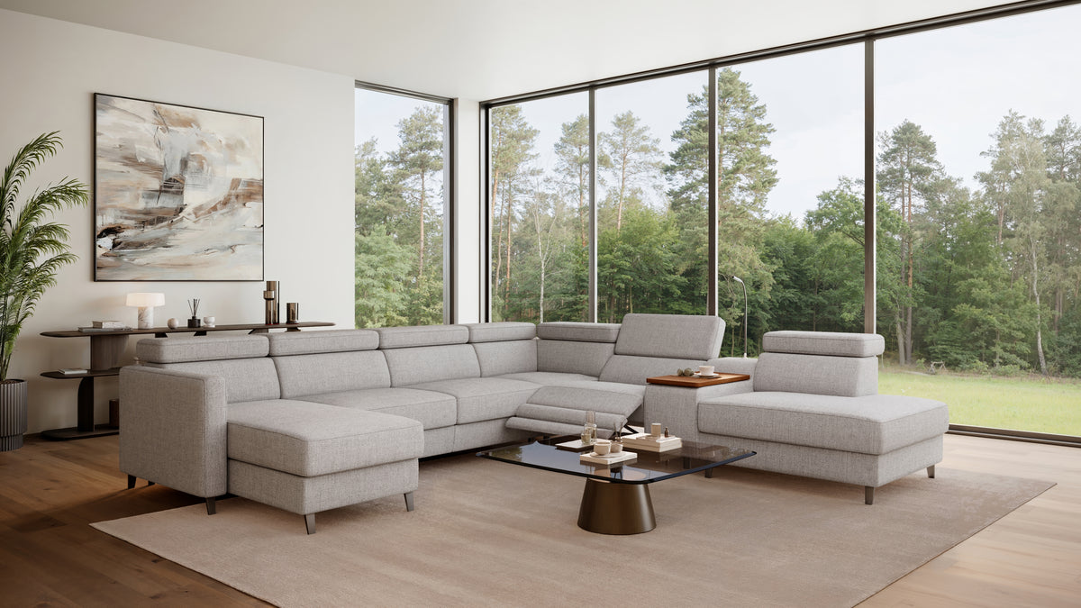 Zuwa Corner Sofa Bed with Recliner & Mini Bar