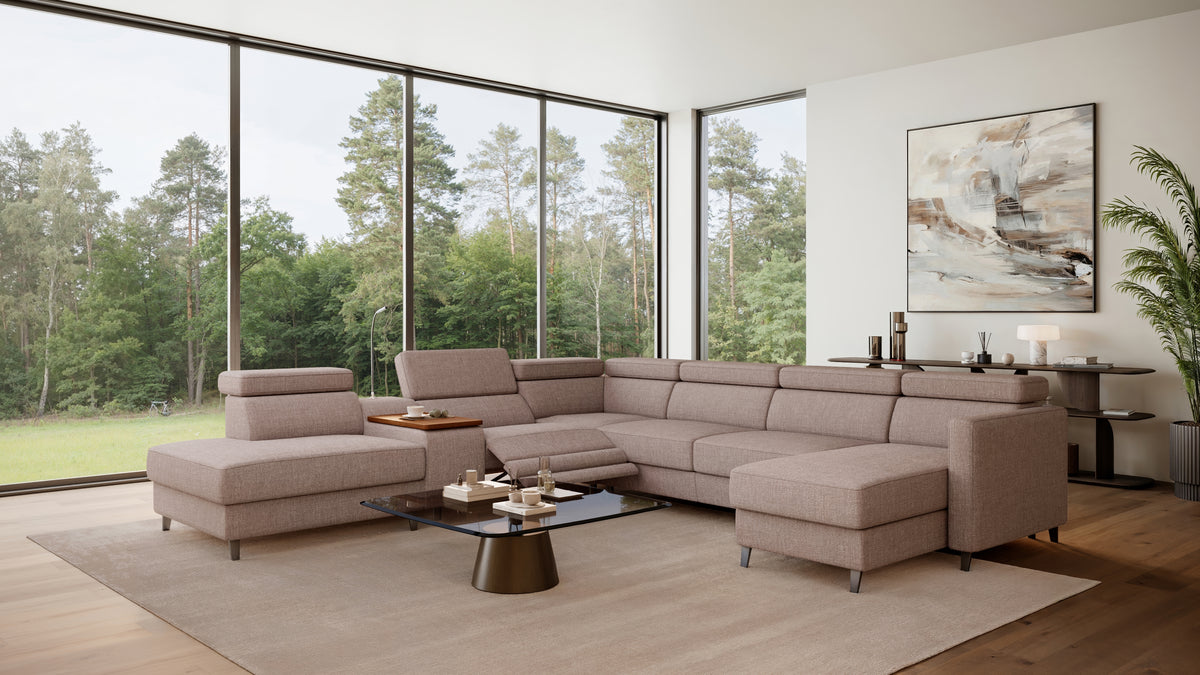 Zuwa Corner Sofa Bed with Recliner & Mini Bar