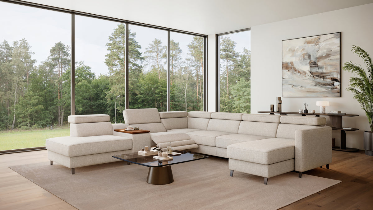Zuwa Corner Sofa Bed with Recliner & Mini Bar