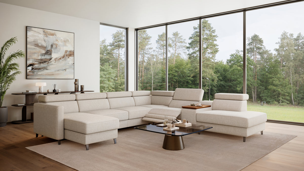 Zuwa Corner Sofa Bed with Recliner & Mini Bar