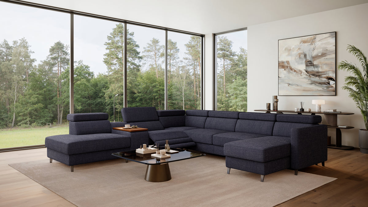 Zuwa Corner Sofa Bed with Recliner & Mini Bar