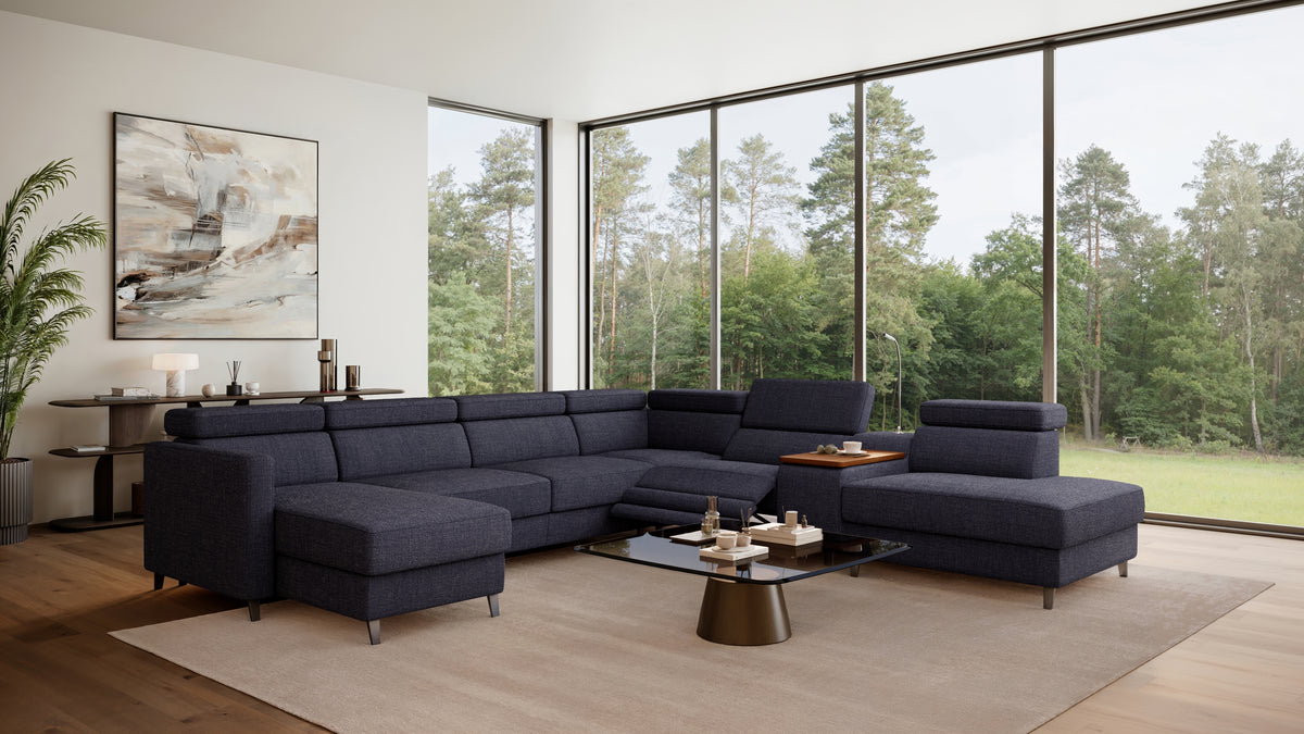 Zuwa Corner Sofa Bed with Recliner & Mini Bar