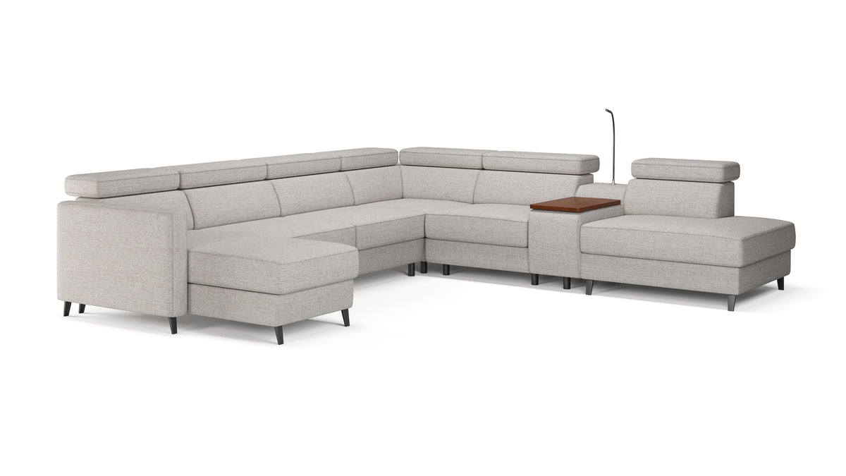 Zuwa Corner Sofa Bed with Recliner & Mini Bar