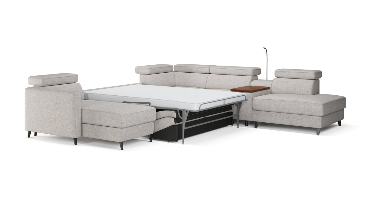 Zuwa Corner Sofa Bed with Recliner & Mini Bar