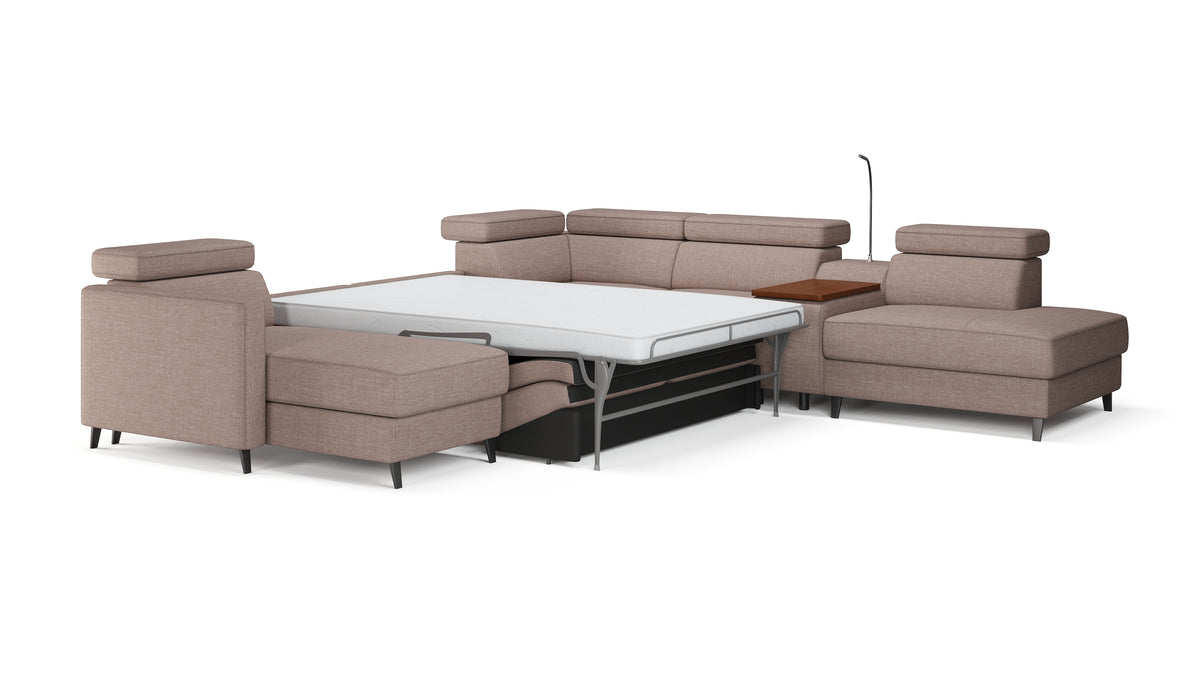 Zuwa Corner Sofa Bed with Recliner & Mini Bar