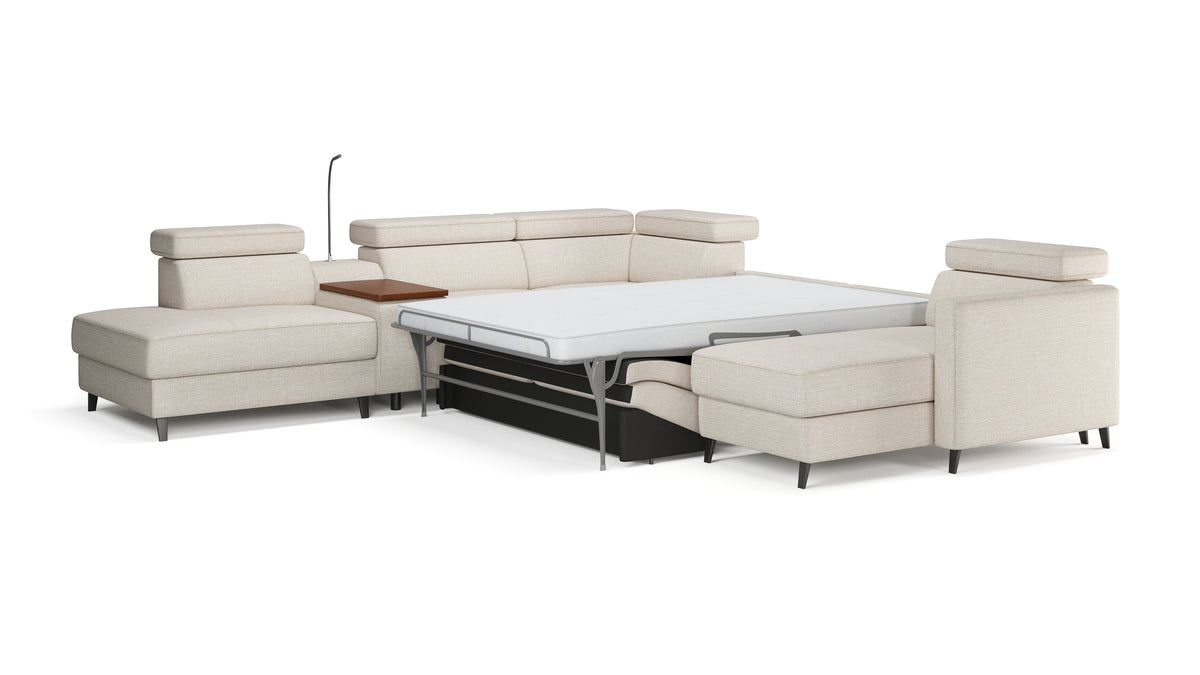 Zuwa Corner Sofa Bed with Recliner & Mini Bar
