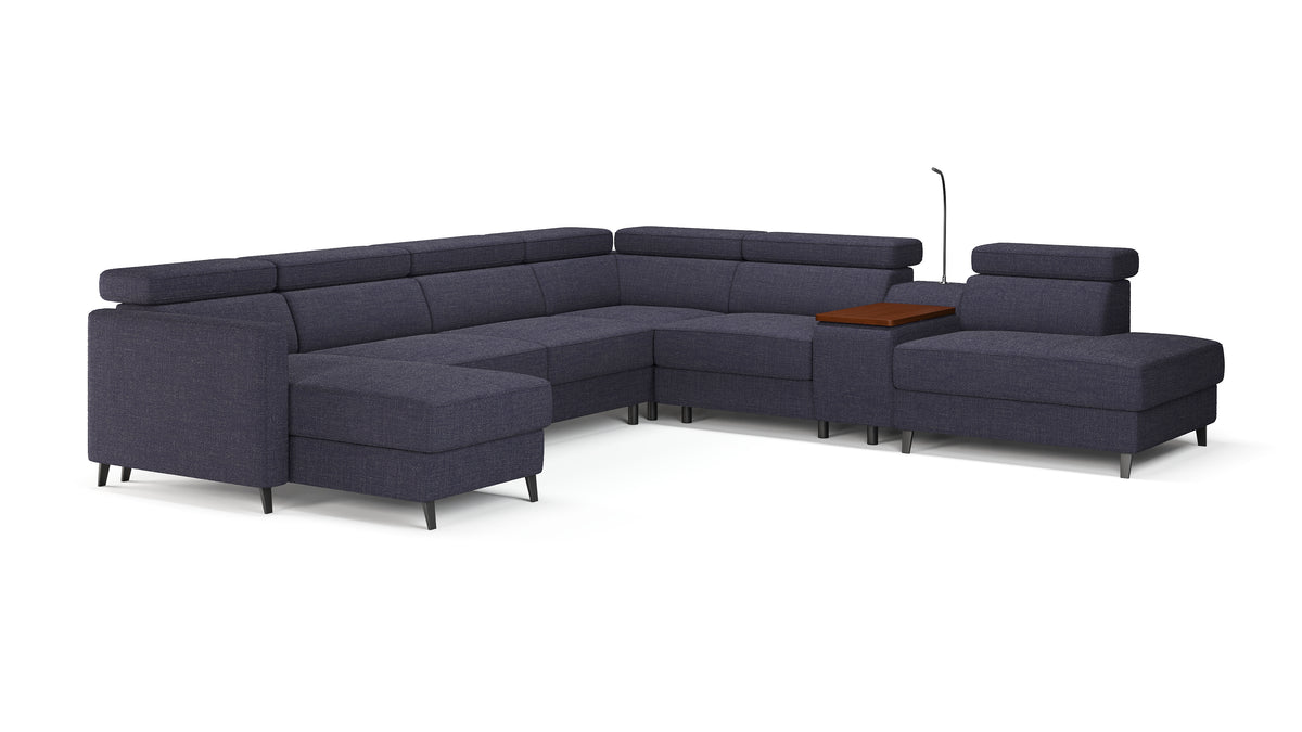 Zuwa Corner Sofa Bed with Recliner & Mini Bar