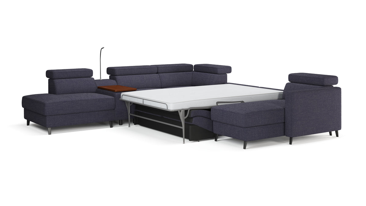 Zuwa Corner Sofa Bed with Recliner & Mini Bar