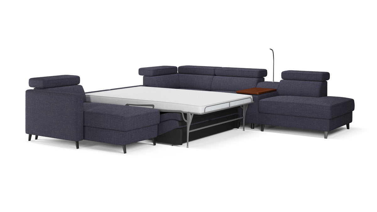 Zuwa Corner Sofa Bed with Recliner & Mini Bar