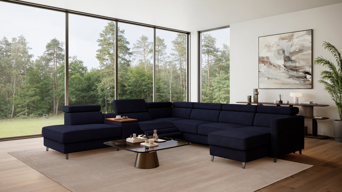 Zuwa Corner Sofa Bed with Recliner & Mini Bar