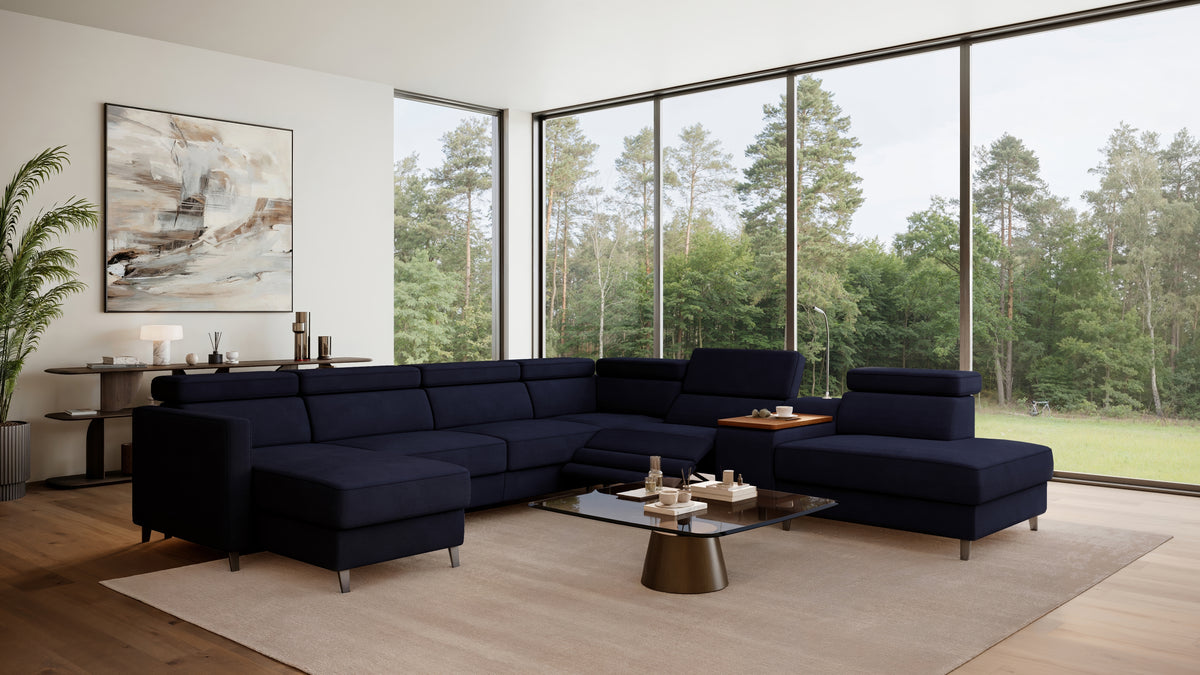 Zuwa Corner Sofa Bed with Recliner & Mini Bar