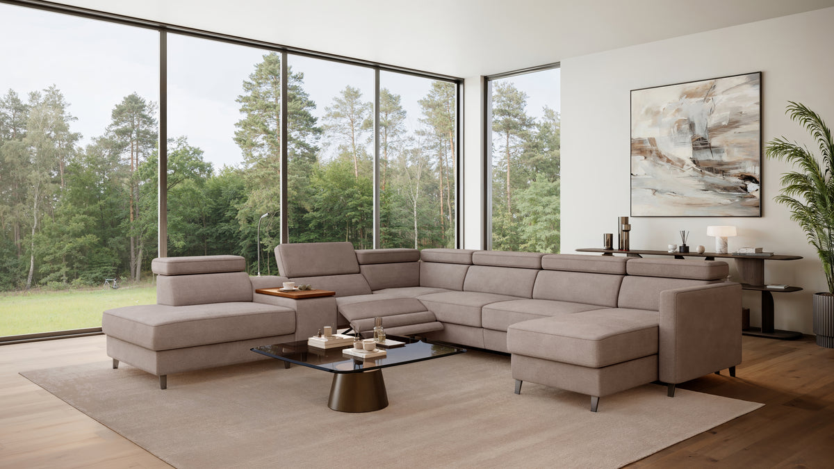Zuwa Corner Sofa Bed with Recliner & Mini Bar