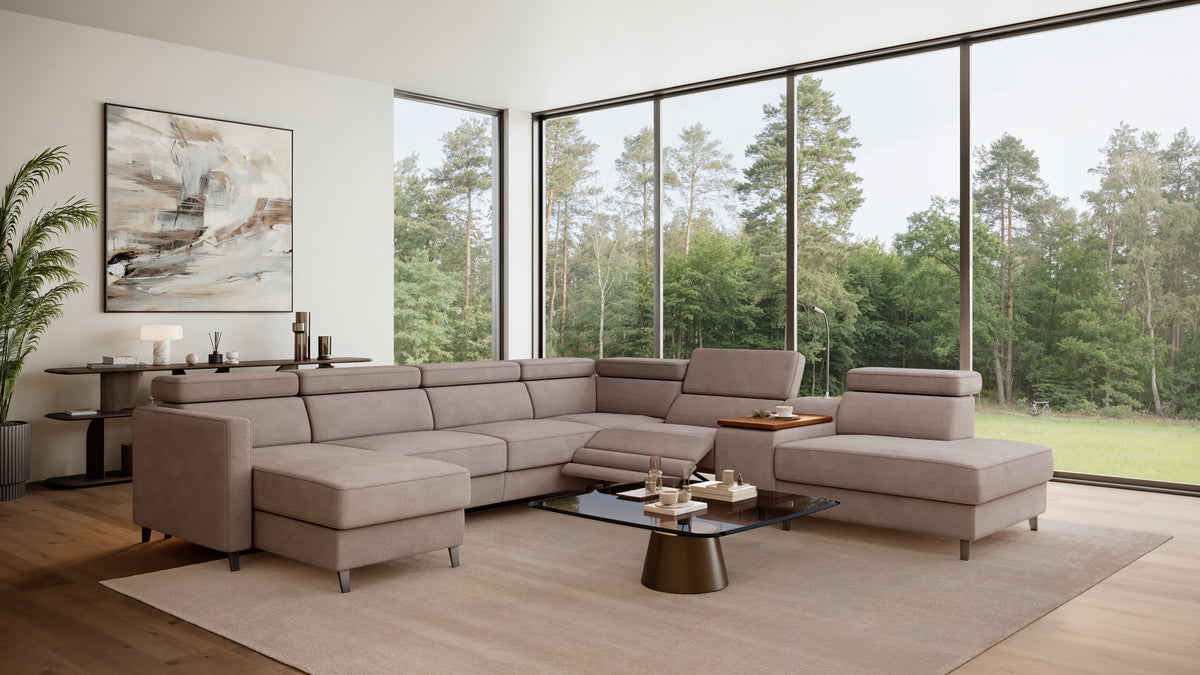 Zuwa Corner Sofa Bed with Recliner & Mini Bar