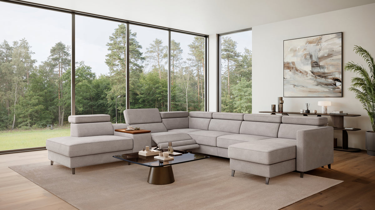 Zuwa Corner Sofa Bed with Recliner & Mini Bar