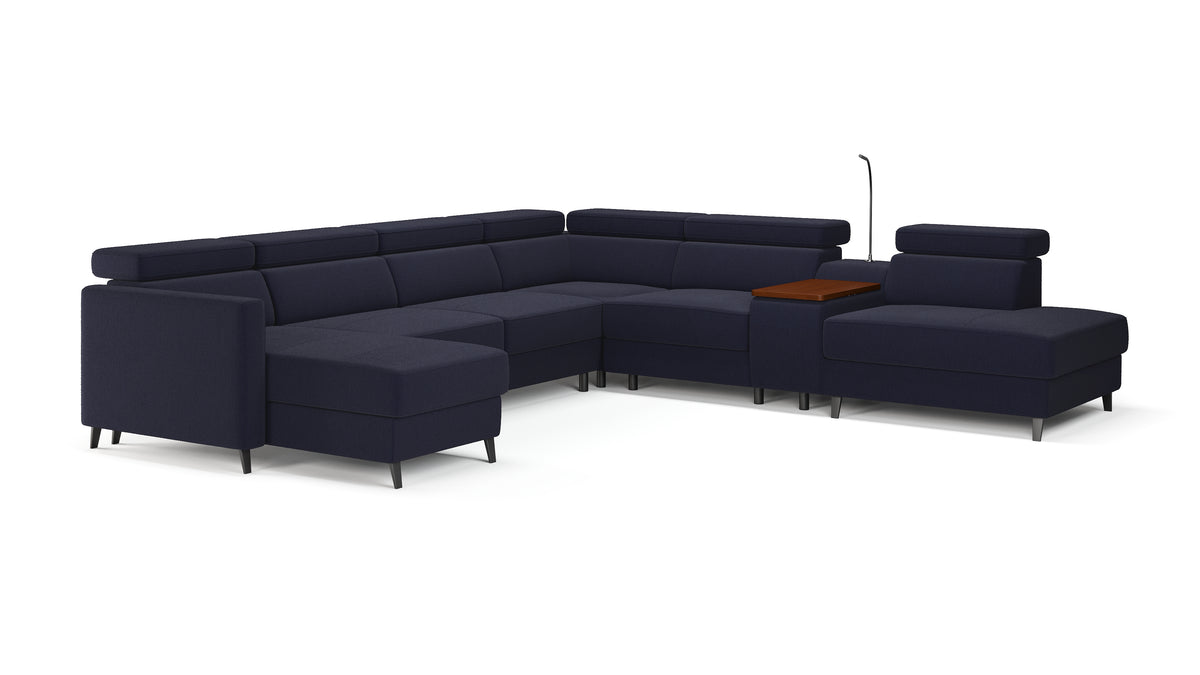 Zuwa Corner Sofa Bed with Recliner & Mini Bar