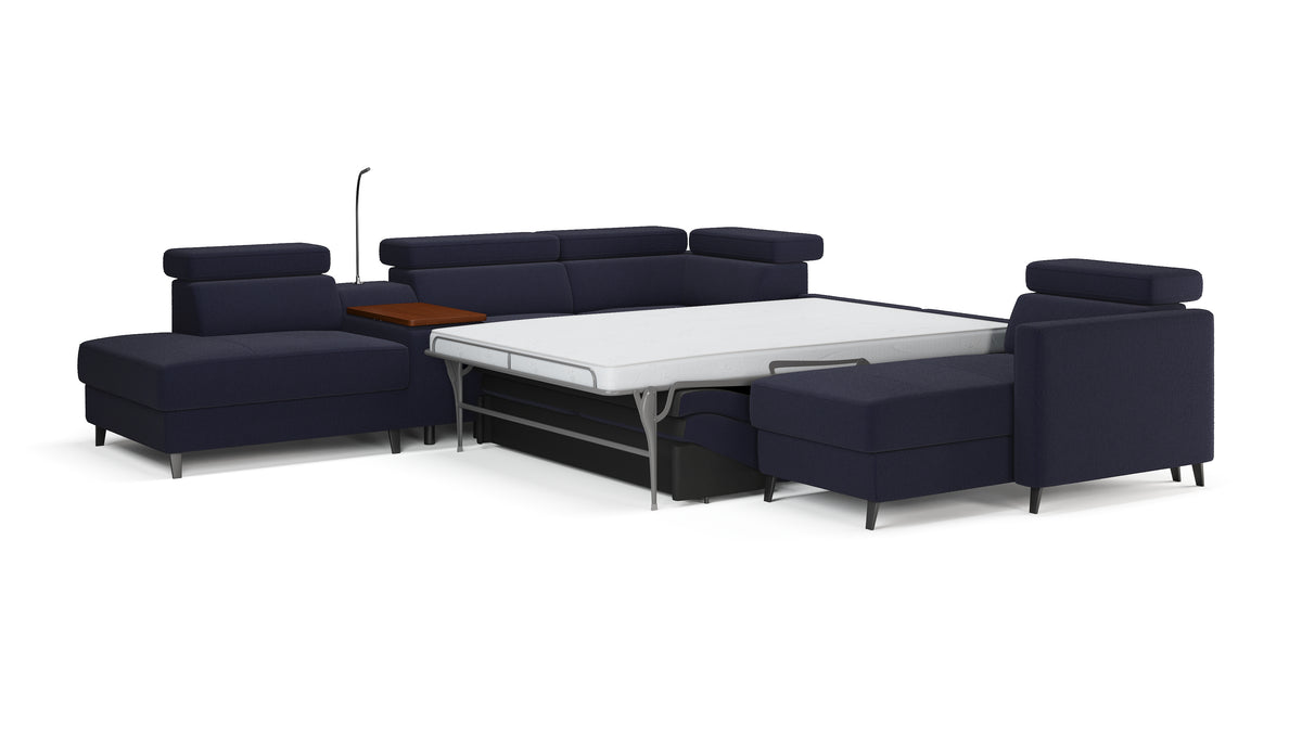 Zuwa Corner Sofa Bed with Recliner & Mini Bar
