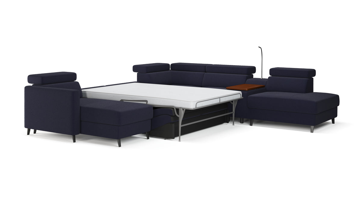 Zuwa Corner Sofa Bed with Recliner & Mini Bar