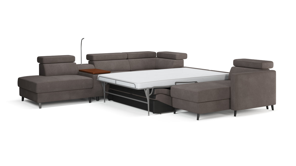 Zuwa Corner Sofa Bed with Recliner & Mini Bar