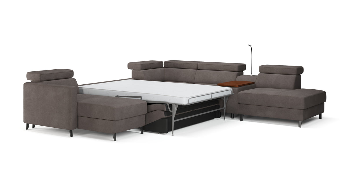 Zuwa Corner Sofa Bed with Recliner & Mini Bar