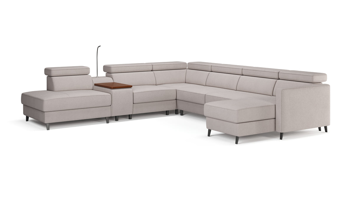 Zuwa Corner Sofa Bed with Recliner & Mini Bar