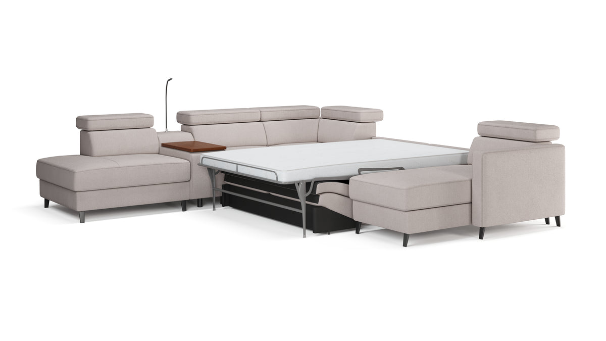 Zuwa Corner Sofa Bed with Recliner & Mini Bar