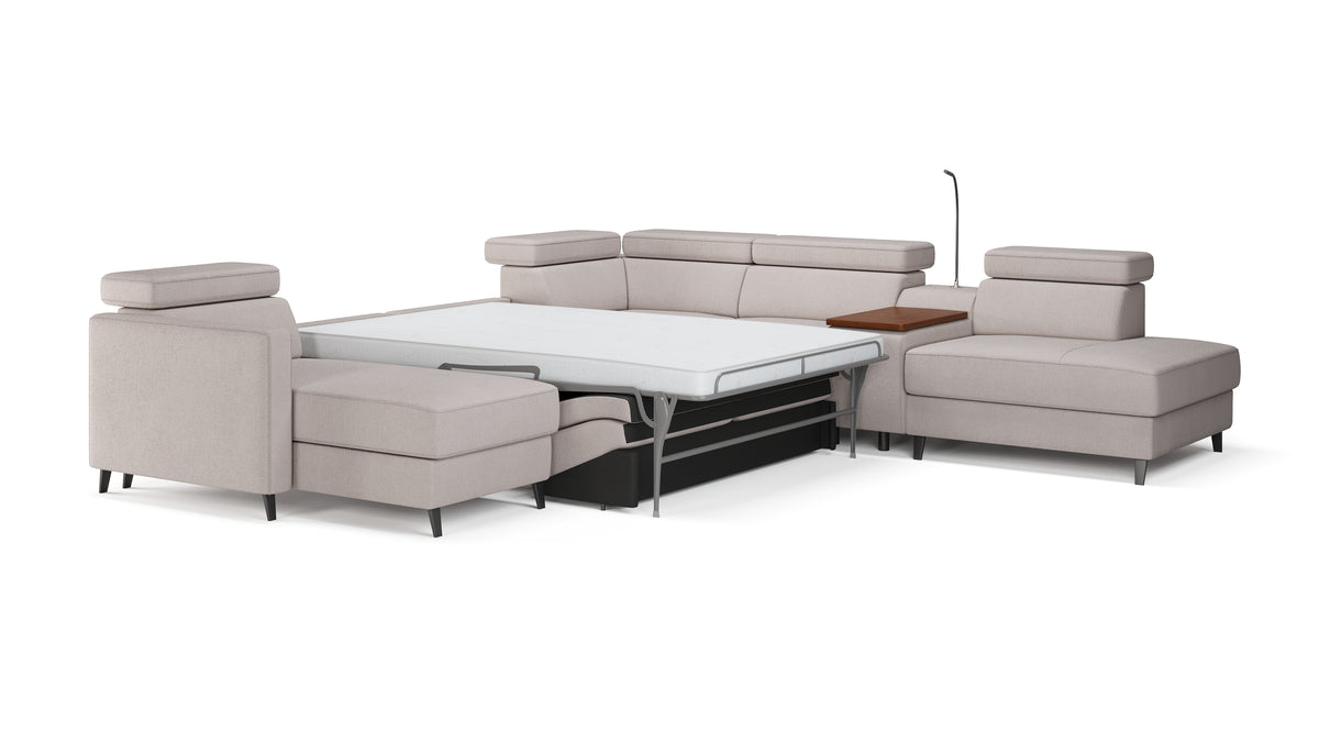 Zuwa Corner Sofa Bed with Recliner & Mini Bar